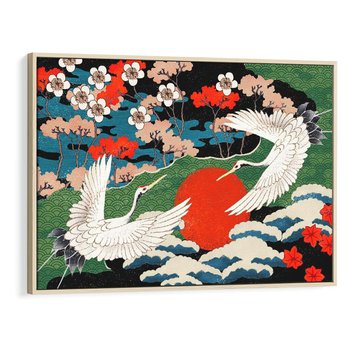 Obraz w ramie 100x70 - Wibracje emocji - sztuka japońska, wyraziste kolory - rama drewno