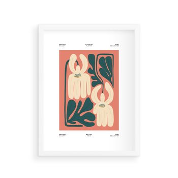 Plakat w ramie 30x40 - Migotliwe Echa - kwiaty, nowoczesna abstrakcja - rama biała