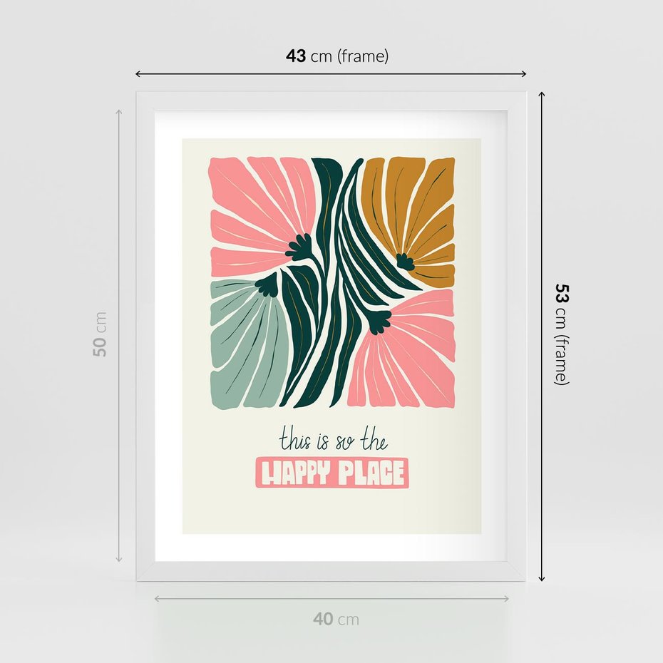 Plakat w ramie 40x50 - Impresje kwiatowej abstrakcji - retro kwiatowa grafika, kompozycja - rama biała