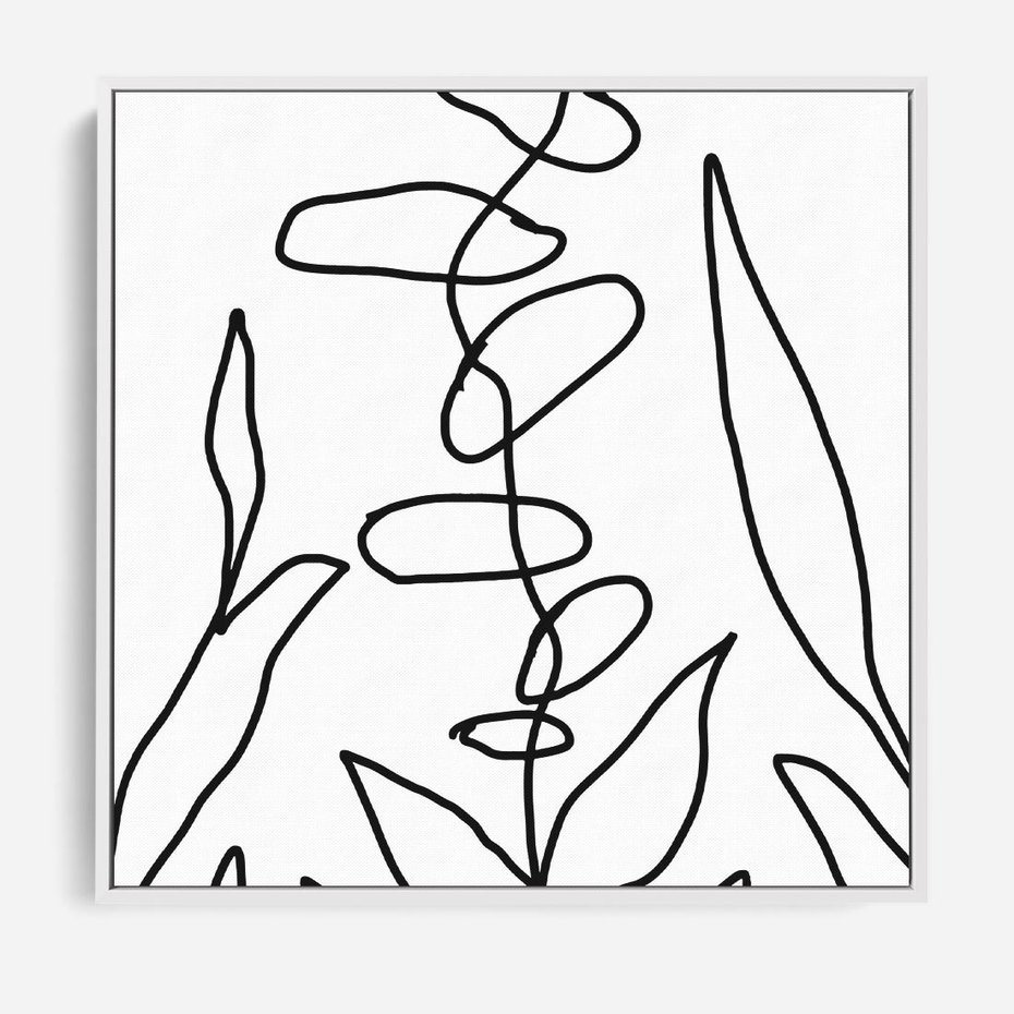 Obraz w ramie 80x80 - Liście Mocy - mroczna sztuka, minimalizm - rama biała