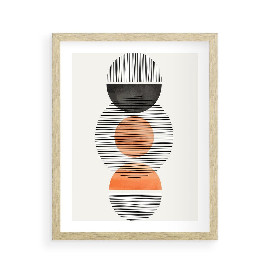 Plakat w ramie 40x50 - Geometryczna Abstrakcja - abstrakcja, nowoczesny obraz - rama drewno