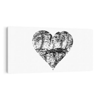 Obraz na płótnie 100x50 - Drzewo Serca - czarne serce, tekstura jak kora drzewa