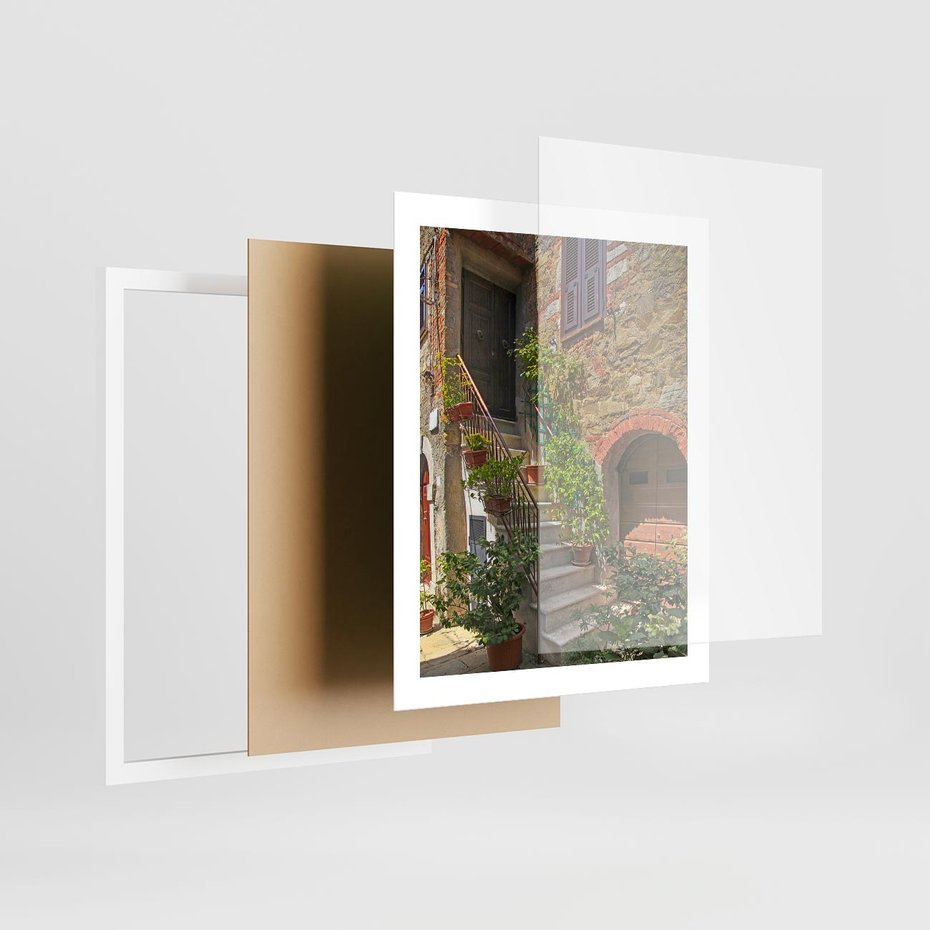 Plakat w ramie 40x50 - Wznies się na wyżyny - schody, perspektywa - rama biała