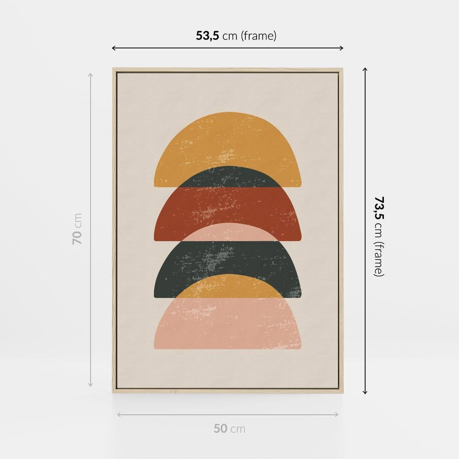 Obraz w ramie 50x70 - Energetyczne Wzory - nowoczesny plakat, abstrakcyjne kształty - rama drewno