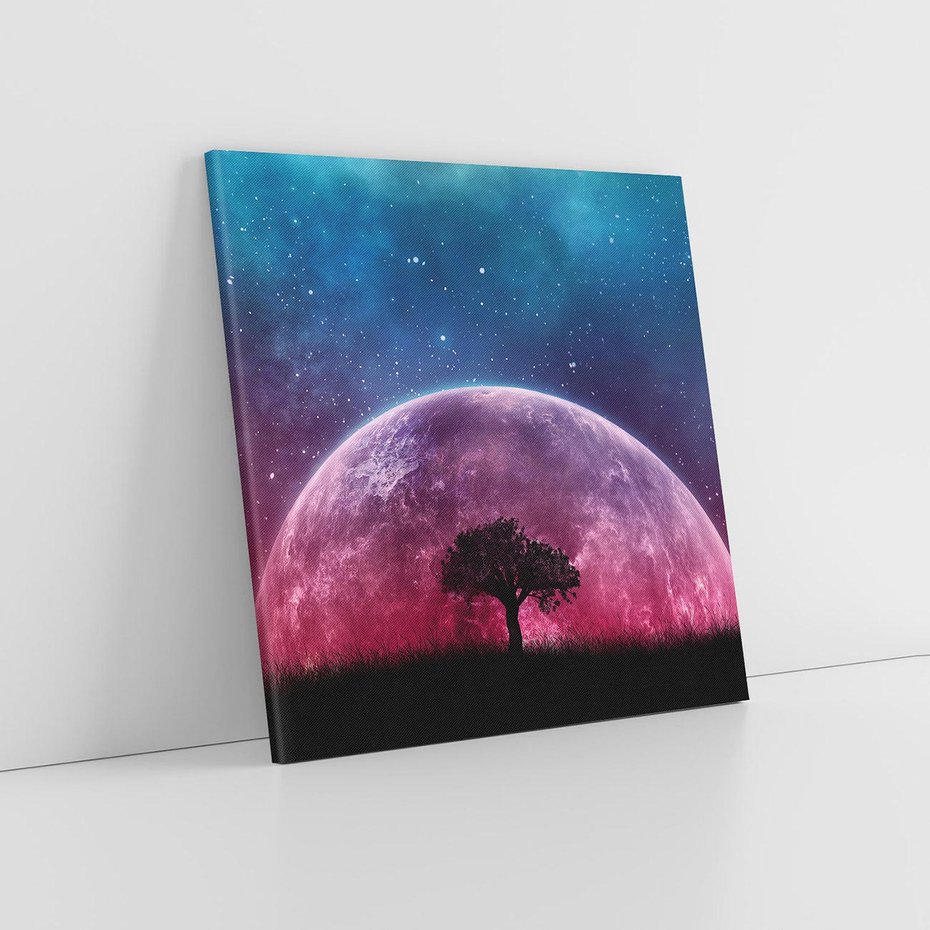 Obraz na płótnie 60x60 - Tajemnicza obecność kosmosu - księżyc, kosmos