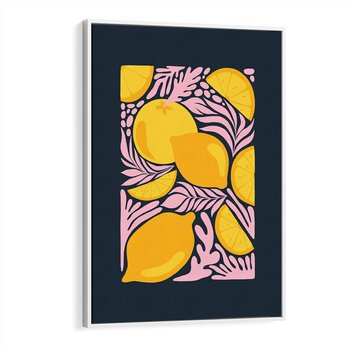 Obraz w ramie 80x120 - Kreatywne Rytmy - granatowe tło, nowoczesna kompozycja - rama biała