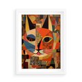 Plakat w ramie 50x70 - Impresje Nieznanych Odniesień - abstrakcyjny obraz olejny, kot - rama biała