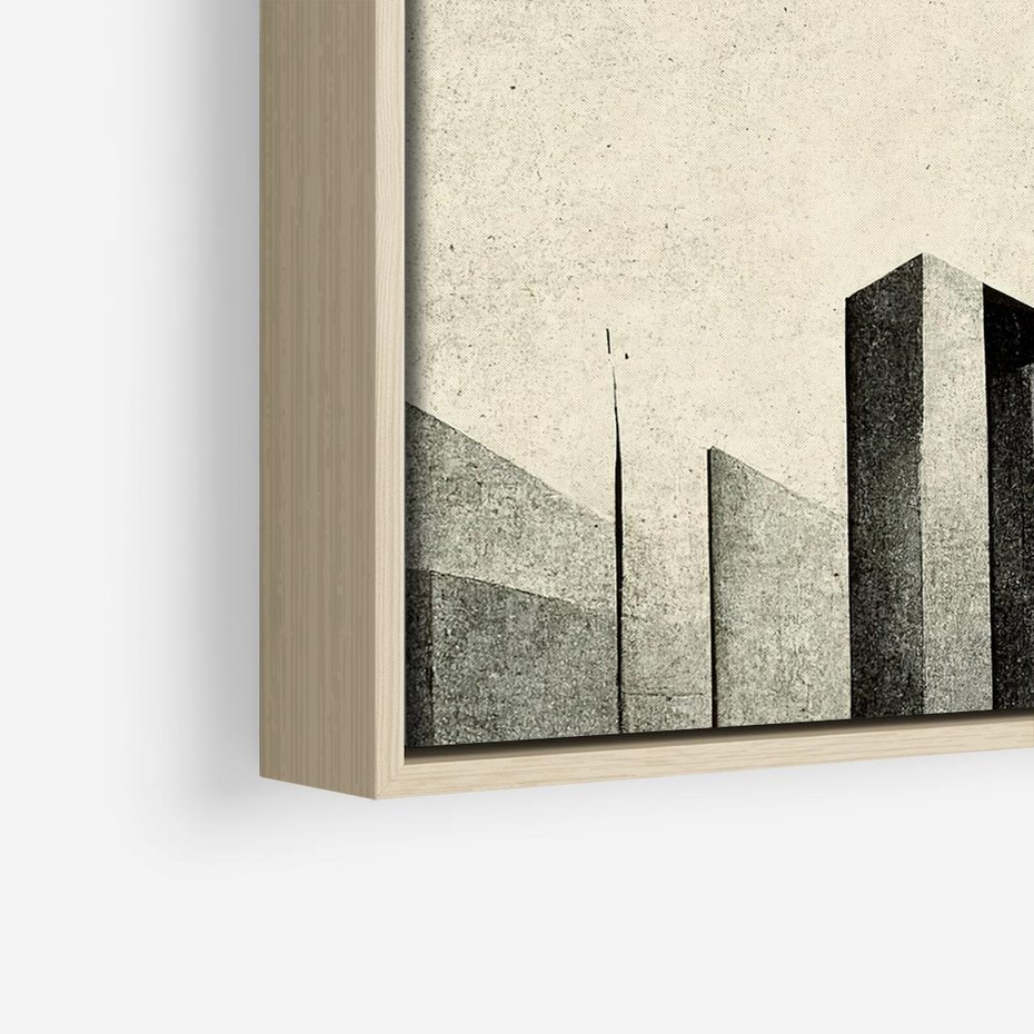 Obraz w ramie 50x50 - Mroczne Wieżowce - postarzana grafika, perspektywa budynków wieżowców - rama drewno