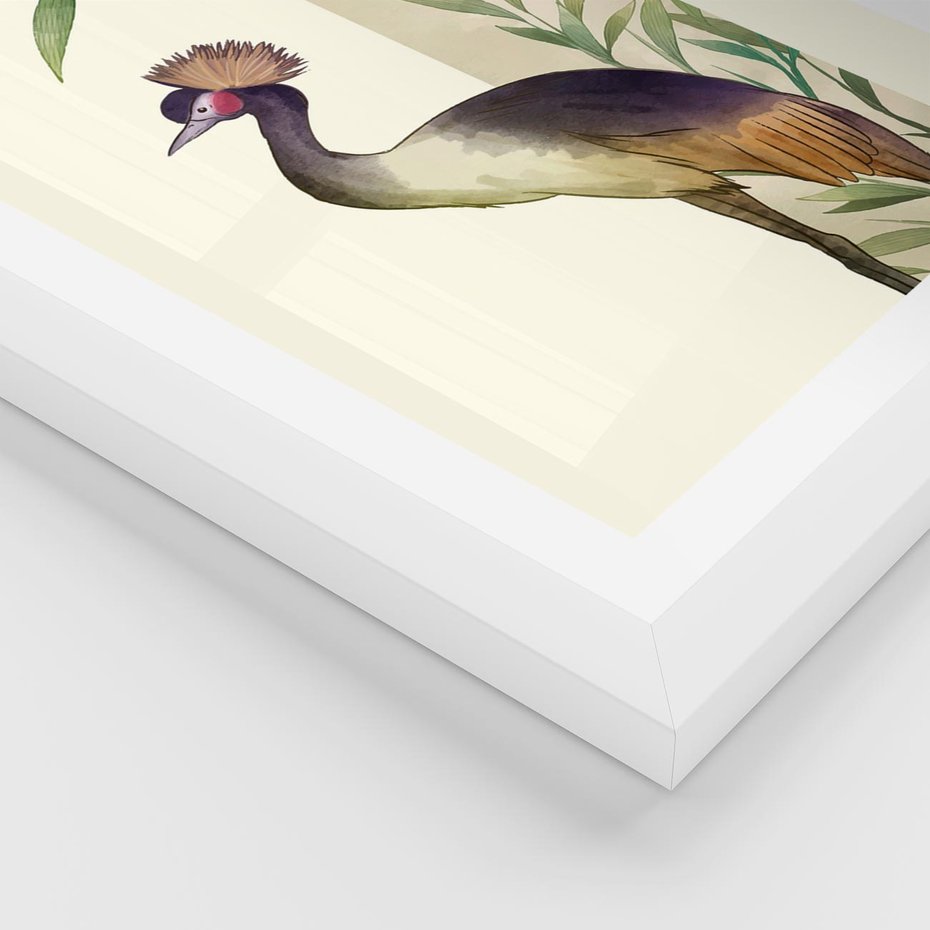 Plakat w ramie 50x70 - Kwiatowa Ekspresja - japońska sztuka, ptak - rama biała