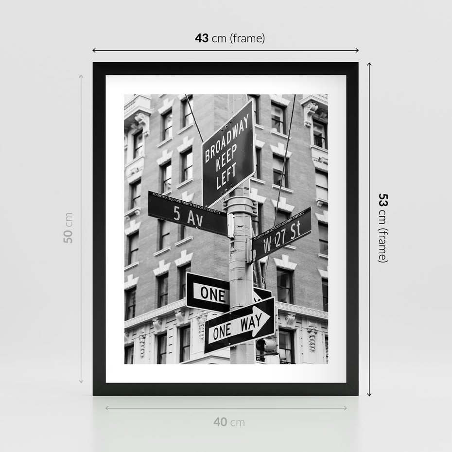 Plakat w ramie 40x50 - Nowojorska Droga - nowy jork, fotografia - rama czarna