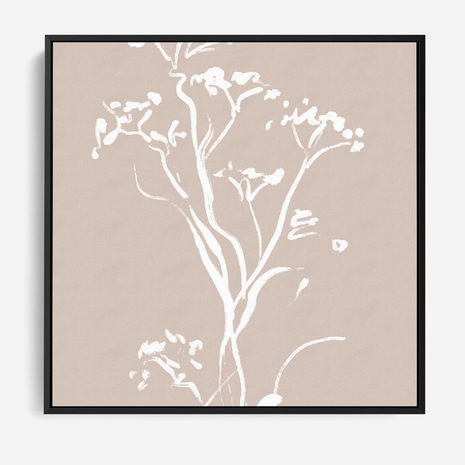 Obraz w ramie 50x50 - Harmonijne Mini Boho - minimalistyczny delikatny obraz, beżowe odcienie - rama czarna