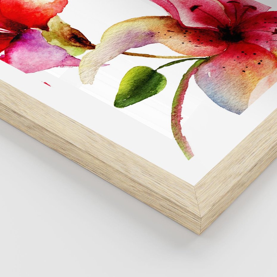 Plakat w ramie 30x40 - Kwiaty w akwareli - delikatne piękno - kwiaty, akwarela - rama drewno