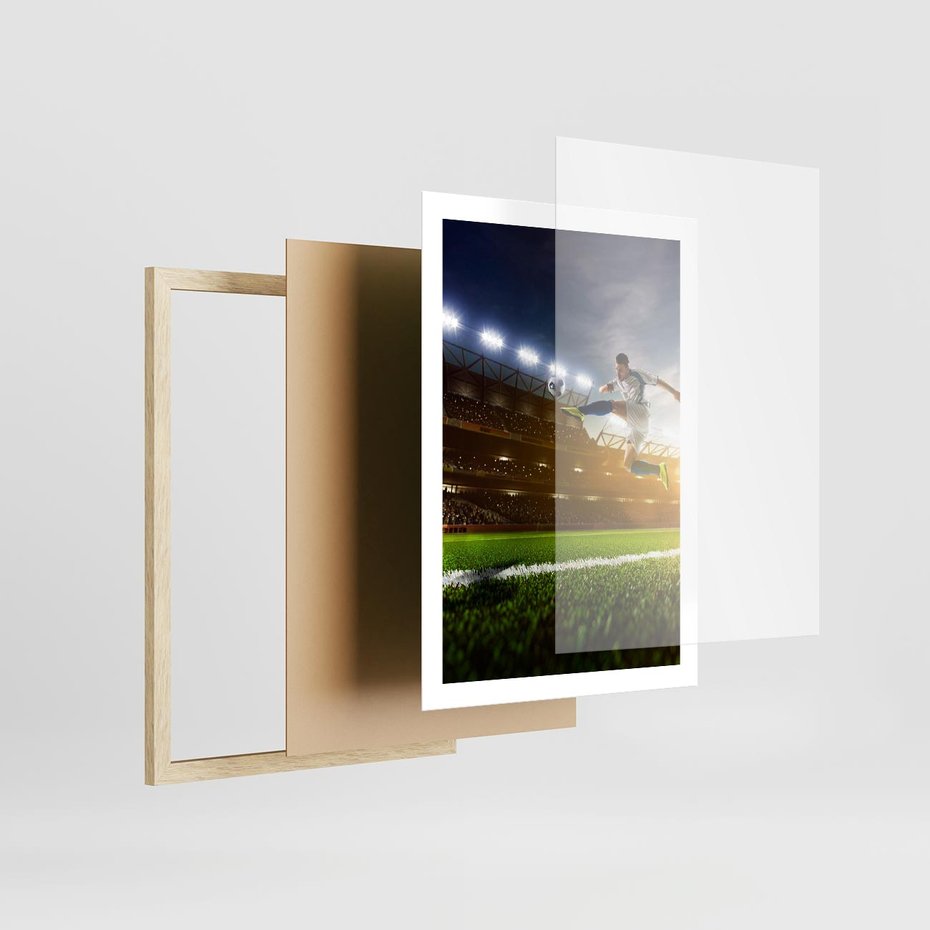 Plakat w ramie 50x70 - Gol! Magia piłki nożnej - gol, piłka - rama drewno