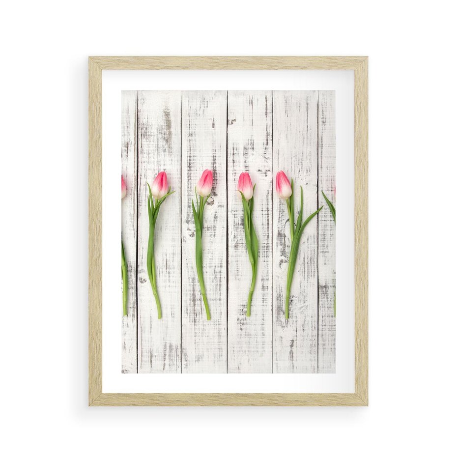 Plakat w ramie 40x50 - Kwintesencja Piękna - kwiaty, tulipany - rama drewno