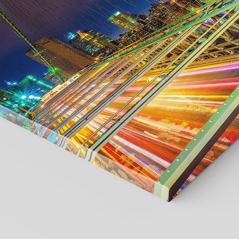 Obraz na płótnie 70x50 - Most w USA - Światła i samochody - most, USA