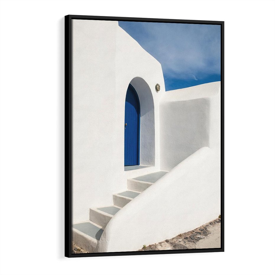 Obraz w ramie 70x100 - Powitanie Wyspy - Santorini, drzwi - rama czarna