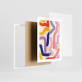 Plakat w ramie 30x40 - Abstrakcyjne Dialogi - abstrakcyjny kolorowy obraz, kolorowe linie - rama biała