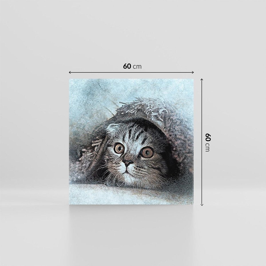 Obraz na płótnie 60x60 - Kot w abstrakcyjnym otoczeniu - kot, sztuka