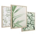 Zestaw obrazy w ramie 50x70 galeria - Liście, zieleń, minimalizm - rama drewno