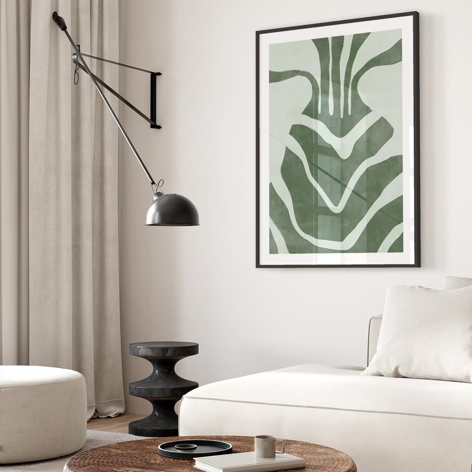 Plakat bez ramy 21x30 - Zieleń Odpoczynku - zielony plakat, nieregularne splątane linie