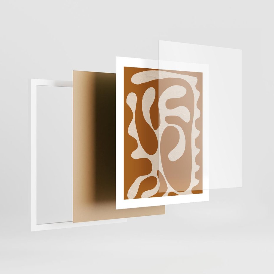 Plakat w ramie 40x50 - Wnętrza Akwarelowej Wyobraźni - abstrakcyjny obraz, plakat - rama biała