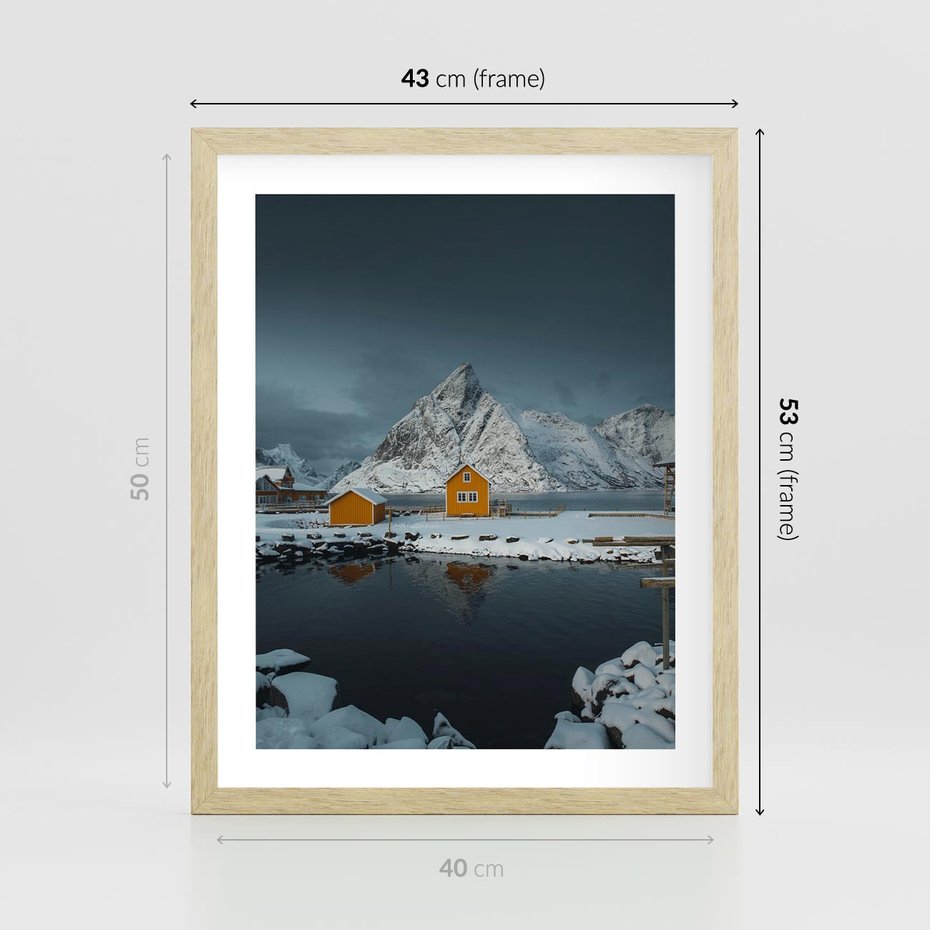 Plakat w ramie 40x50 - Minimalizm i Urok Natury - skandynawskie, domki - rama drewno