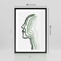 Plakat w ramie 50x70 - Zielony Profil - abstrakcja, zielony portret z profilu - rama czarna