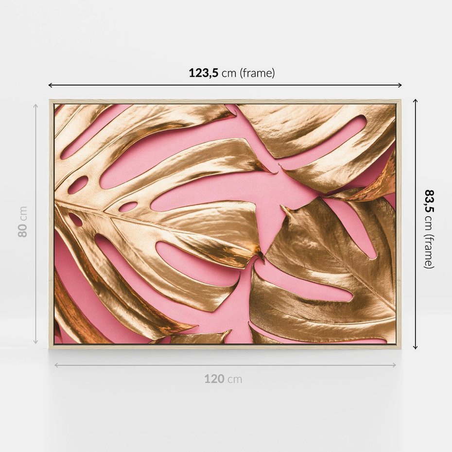 Obraz w ramie 120x80 - Przyjemność w Naturze - złote, liście - rama drewno