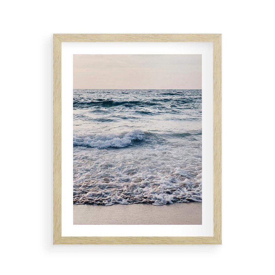 Plakat w ramie 40x50 - Malowniczy Nadmorski Krajobraz - morze, fale - rama drewno