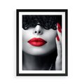 Plakat w ramie 50x70 - Piękno usta i szminka - usta, szminka - rama czarna