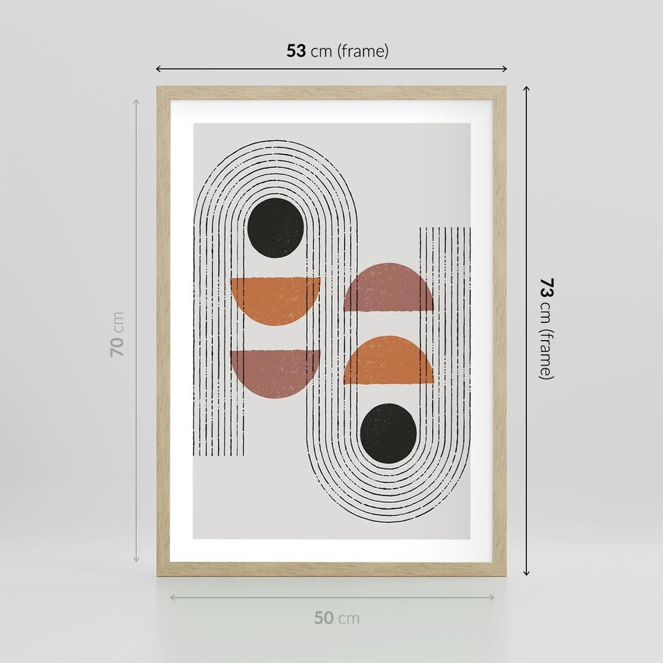 Plakat w ramie 50x70 - Nowoczesna Abstrakcja - geometria, grafika - rama drewno