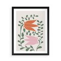 Plakat w ramie 50x70 - Rozkwitające Kontury - plakat, kwiaty - rama czarna