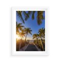 Plakat w ramie 50x70 - Rajskie palmy w tropikalnym raju - palmy, tropiki - rama biała