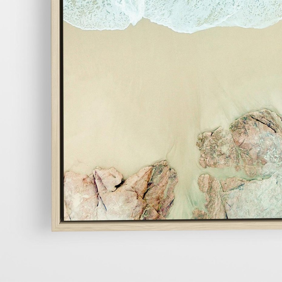 Obraz w ramie 80x80 - Turkusowe Skrzydła - morze, plaża - rama drewno