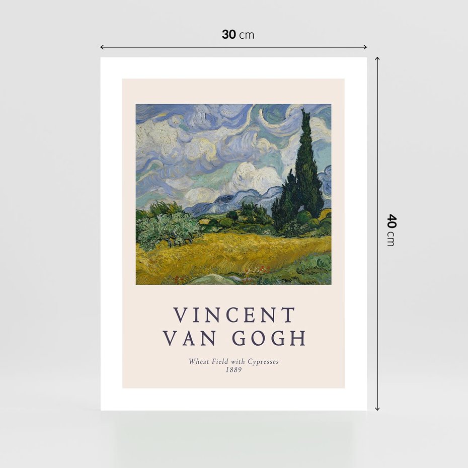 Plakat bez ramy 30x40 - Pole z Cyprysami - reprodukcja obrazu, van gogh