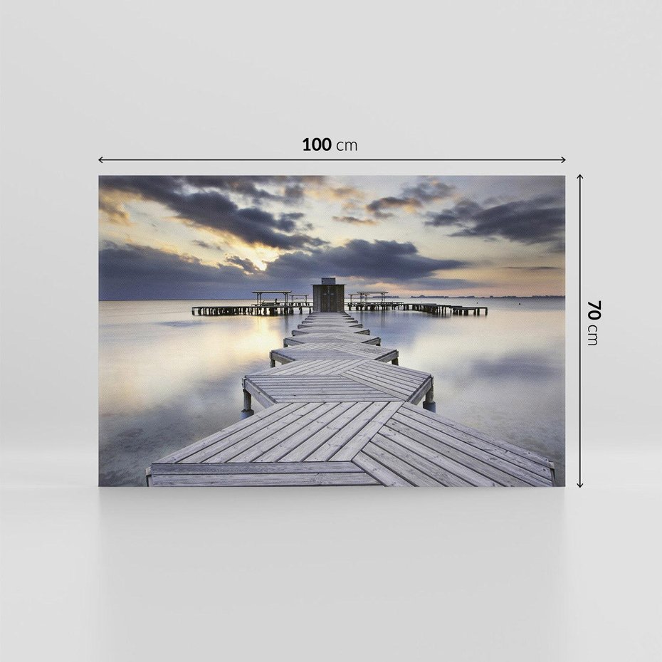 Obraz na płótnie 100x70 - Spokój nad Jeziorem - pomost, jezioro