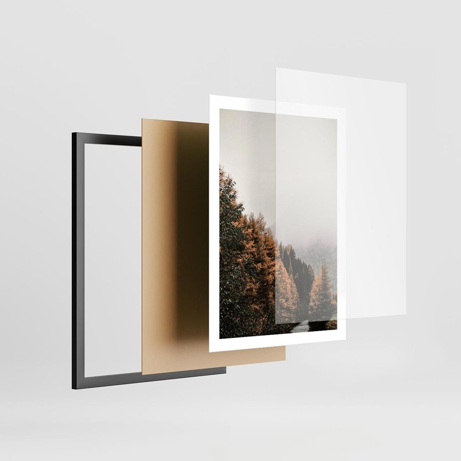 Plakat w ramie 50x70 - Kolorowa Jesień w Górskim Lesie - las, jesień - rama czarna