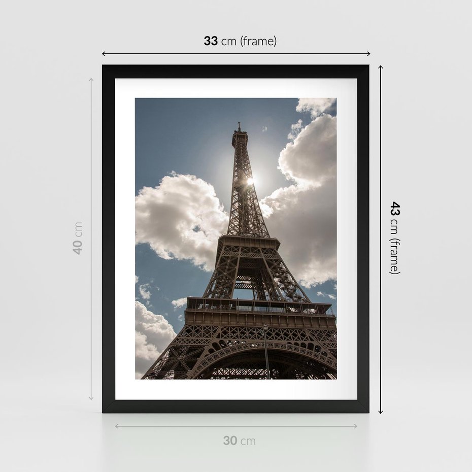 Plakat w ramie 30x40 - Magia Wieży Eiffla - wieża, Eiffla - rama czarna