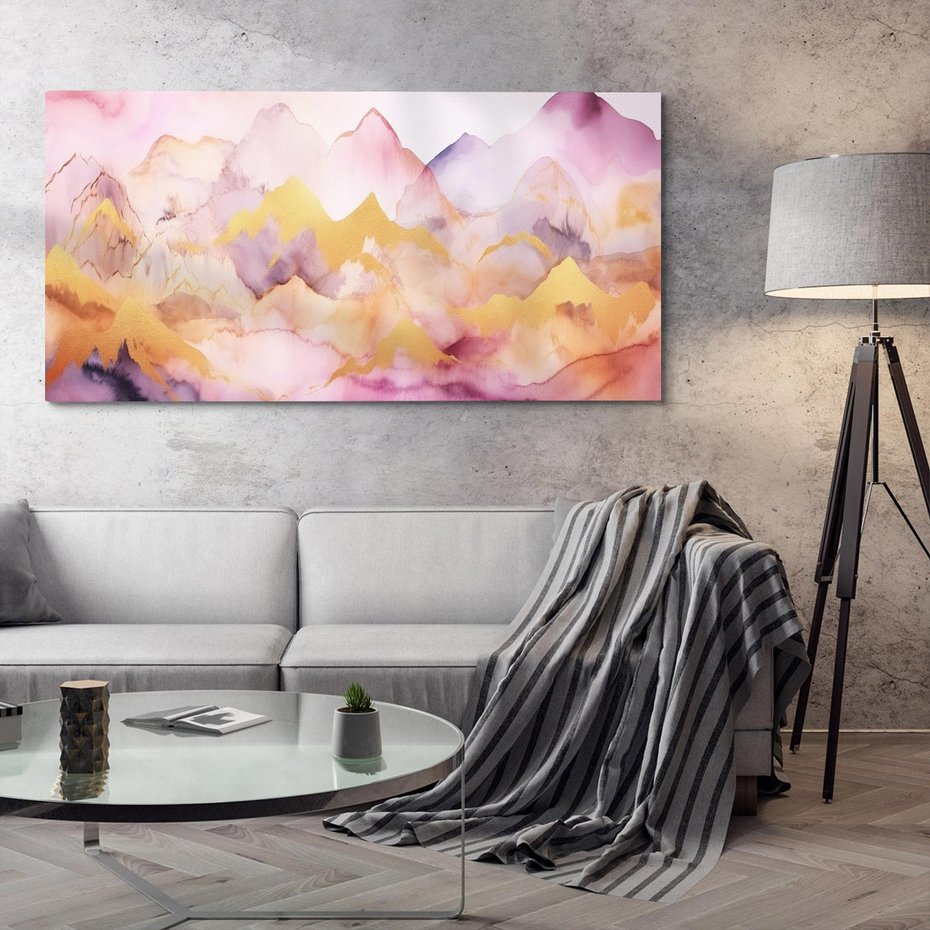 Obraz na płótnie 120x60 - Pastelowe Wzgórza - pastelowe, różowe góry