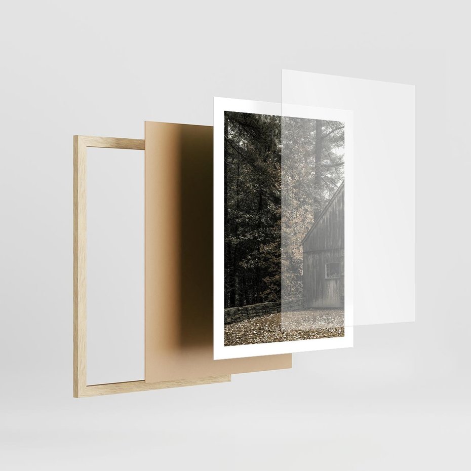 Plakat w ramie 50x70 - Dom w Lesie - chatka w lesie, górski domek - rama drewno