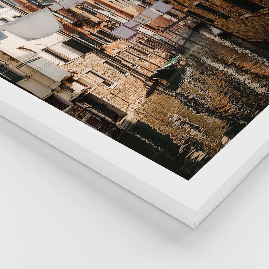 Zestaw obrazy w ramie 30x40 galeria - Wenecja, gondole, Włochy, Italia - rama biała