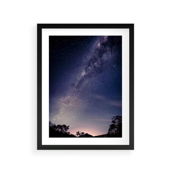 Plakat w ramie 40x50 - Gwiaździste Ujęcie - gwiaździste niebo, noc - rama czarna