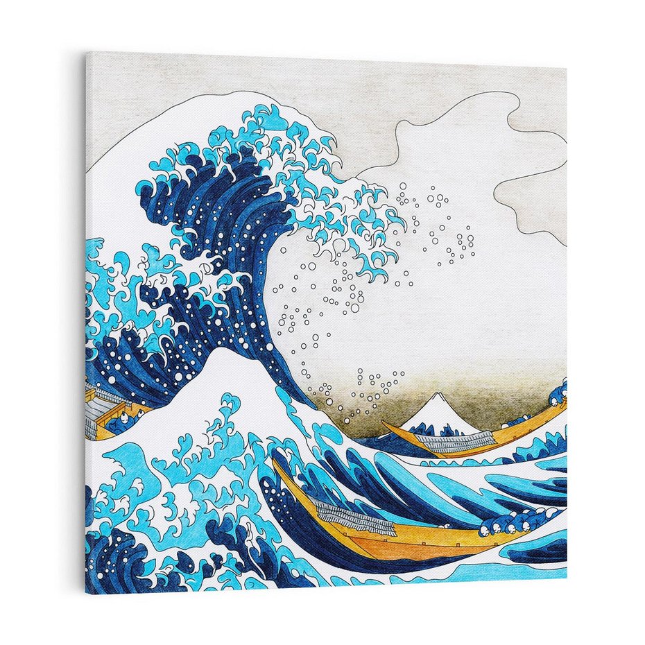 Obraz na płótnie 40x40 - Wzburzone Morze - wielka fala w kaganawie, Hokusai