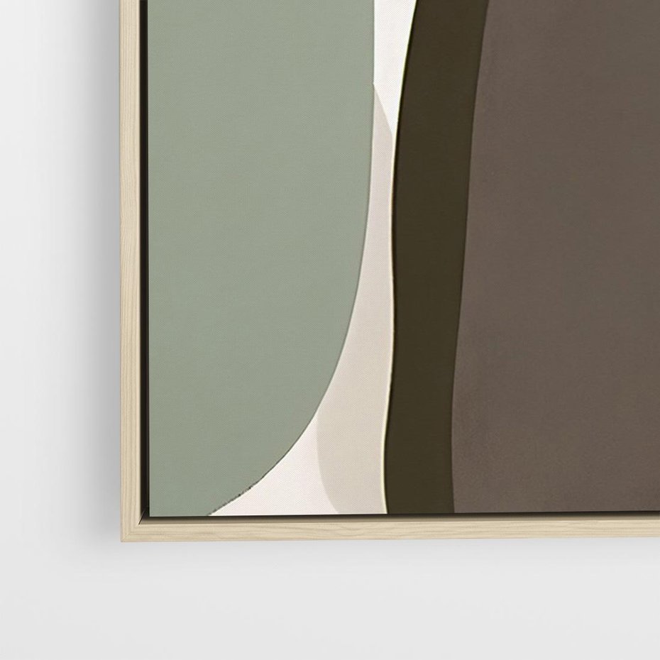 Obraz w ramie 70x50 - Fale w Zieleni - abstrakcyjne kształty, zgaszona zieleń - rama drewno