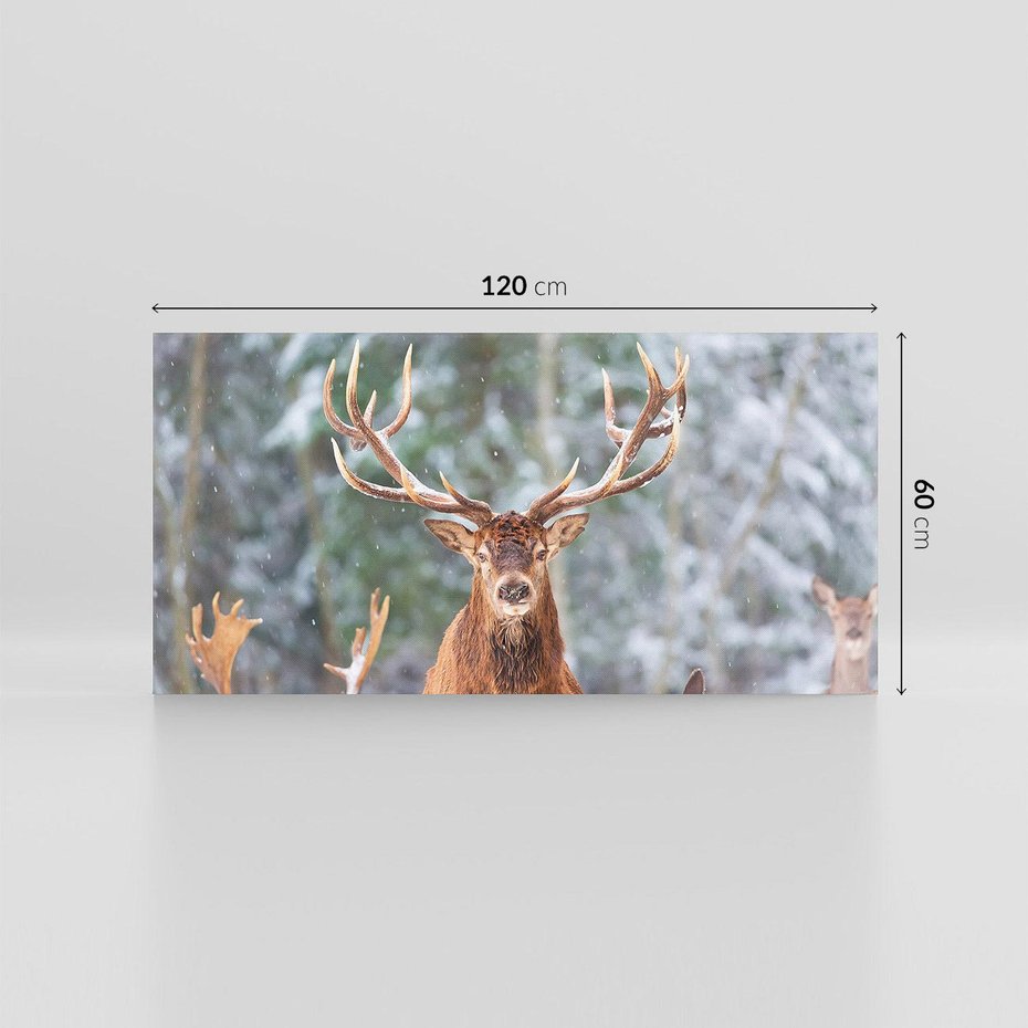Obraz na płótnie 120x60 - Monarcha Zimowej Dziczy - jeleń, zima