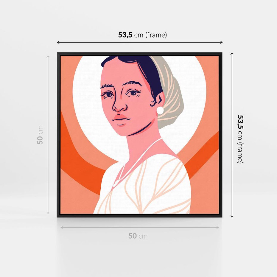 Obraz w ramie 50x50 - Kobieca Harmonia - nowoczesny plakat, styl retro - rama czarna