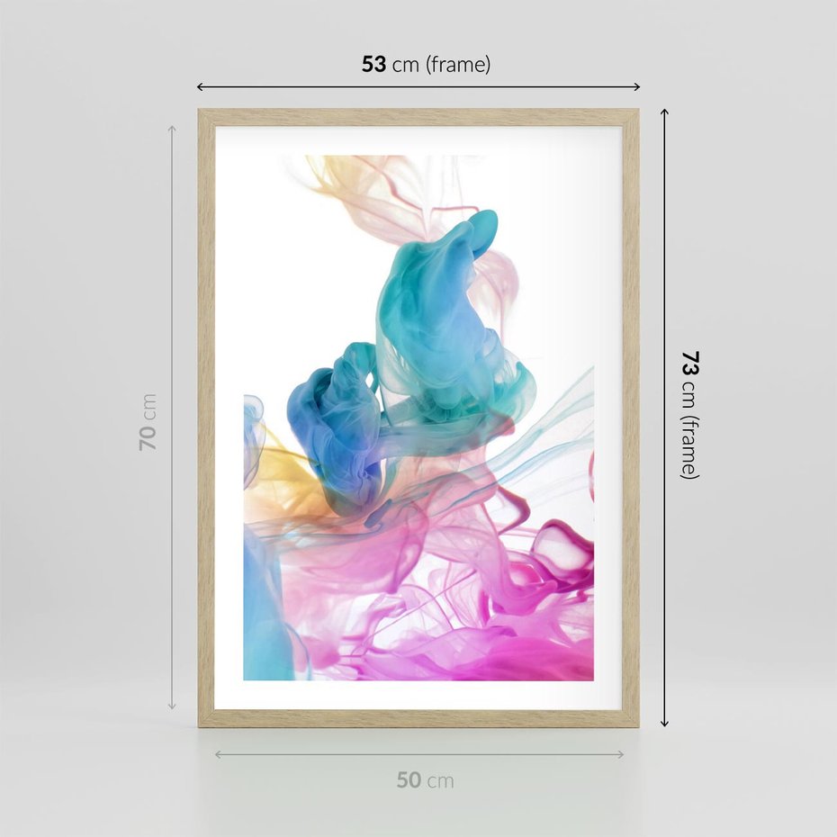 Plakat w ramie 50x70 - Abstrakcyjne Pastelowe Piękno - abstrakcja, pastelowe - rama drewno