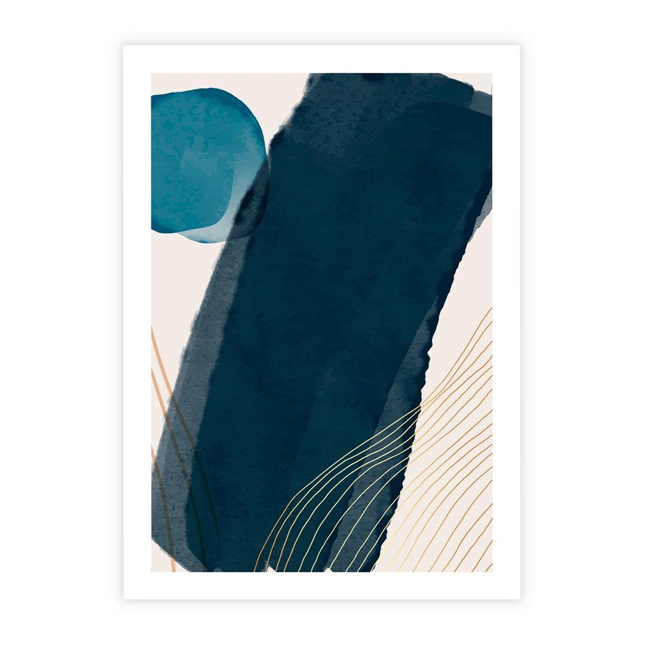 Plakat bez ramy 21x30 - Nocne Widzenia - abstrakcyjna granatowa plama, akwarela