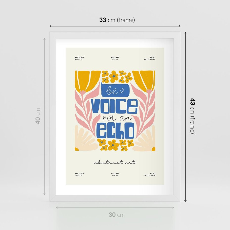 Plakat w ramie 30x40 - Złote Impulsy - typografia, kwiaty - rama biała