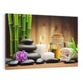 Obraz na płótnie 100x70 - Spokojny zakątek SPA z bambusem i kamieniami - bambus, kamienie